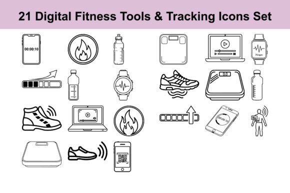 21 Digital Fitness Tools Tracking Icon: A Sleek Solution for Modern Fitness Projects