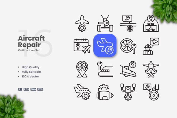 Aircraft Repair Icons: Strategic Design for Clear Communication and Professional Impact