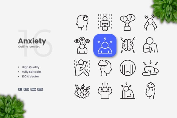 Anxiety Icons: Simple and Clean Design for Modern Applications