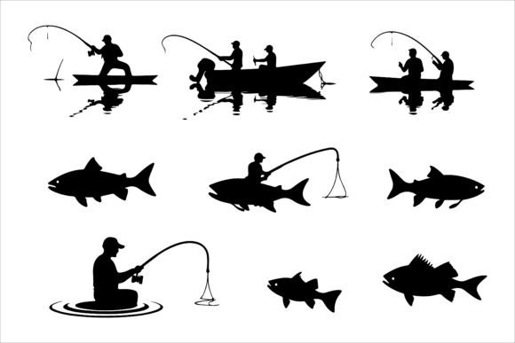 Fishing Gear Silhouette Vector Set: A Versatile Resource for Creators and Businesses
