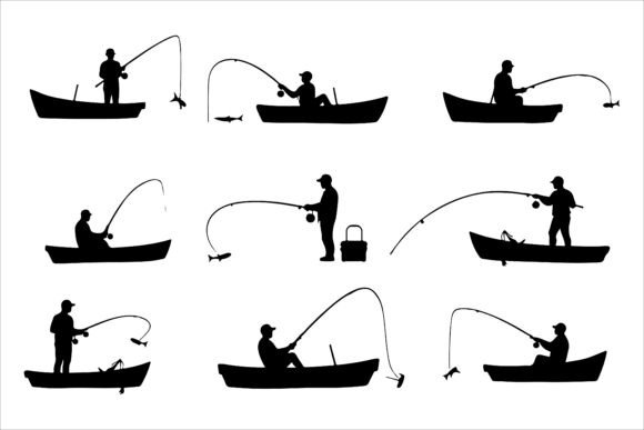 Fishing Life Silhouette Vector Set