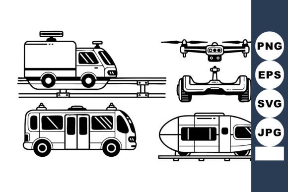 Futuristic Transport Line Icons