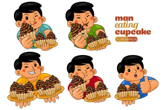 Man Eating Cupcake Vector Pack 01: A Versatile Tool for Modern Designers