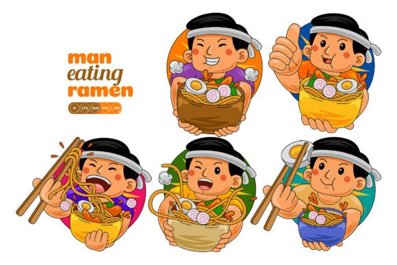 Man Eating Ramen Vector Pack 01: A Versatile Design Resource