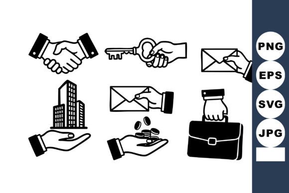 Minimal Business Icons Black Silhouettes