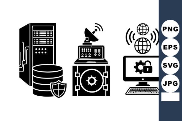 Minimalist Data Center Security Icons